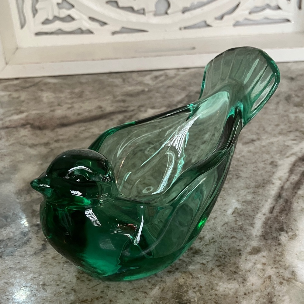 Vintage Fenton Art Glass Green & Red Glass Bird Figurines/Tea Light Holders 2 pc - Picture 10 of 11